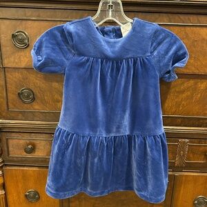 Hanna Andersson Recycled Royal Blue Velour Twirl Dress with Stretch 3T